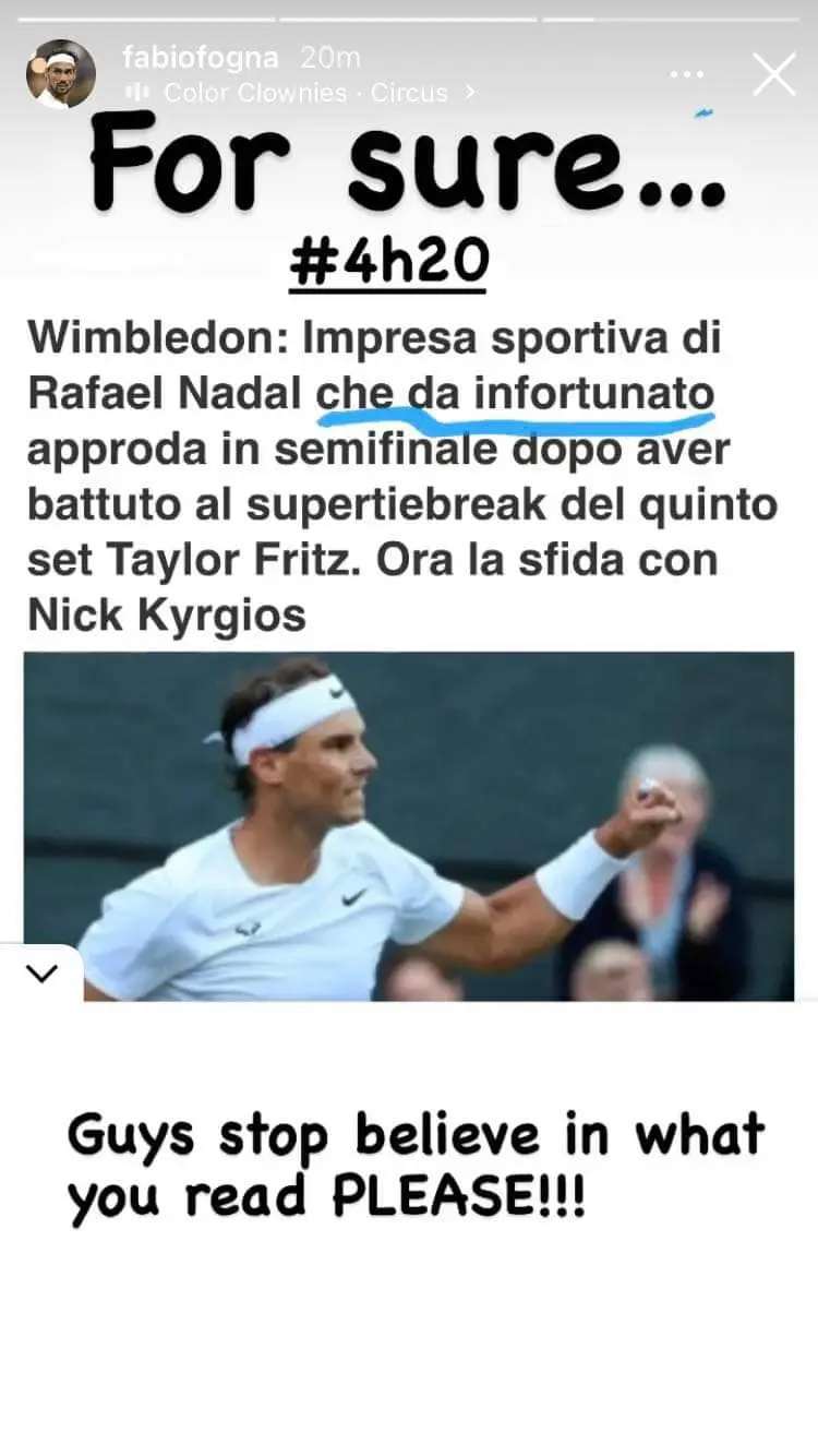 Fognini, l'accusa a Nadal fa discutere