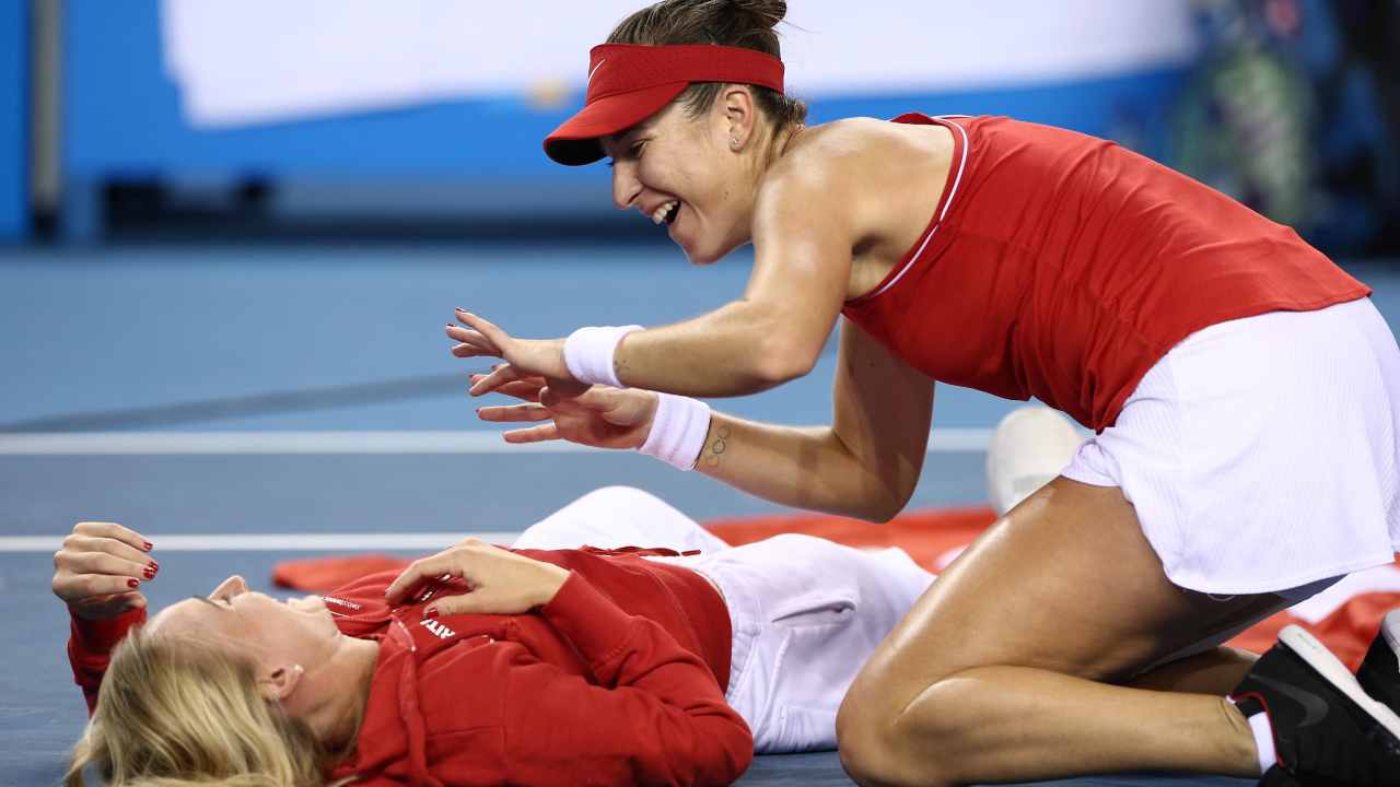 Belinda Bencic e Jil Teichmann esultanza Federer