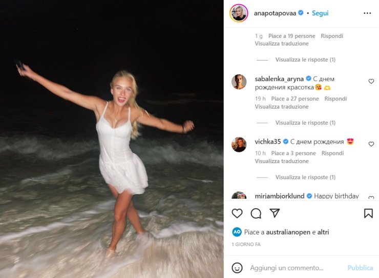 Anastasia Potapova ammaliano i fan