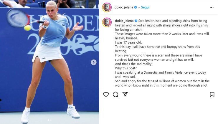 Jelena Dokic, il post su Instagram in cui rievoca le violenze subite