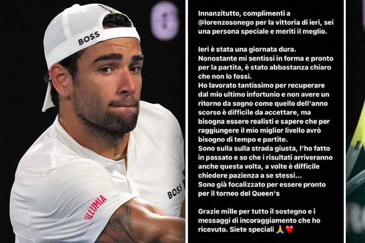 Matteo Berrettini messaggio Instagram