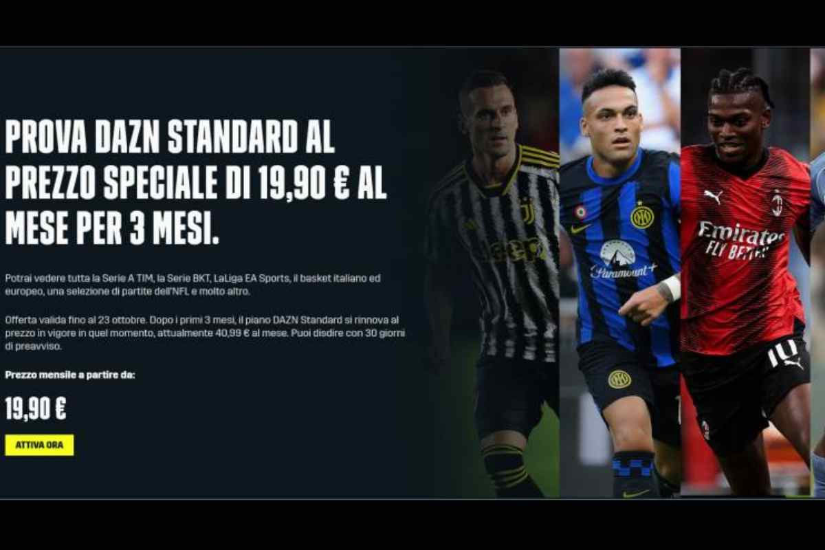 Nuova offerta DAZN piano Standard